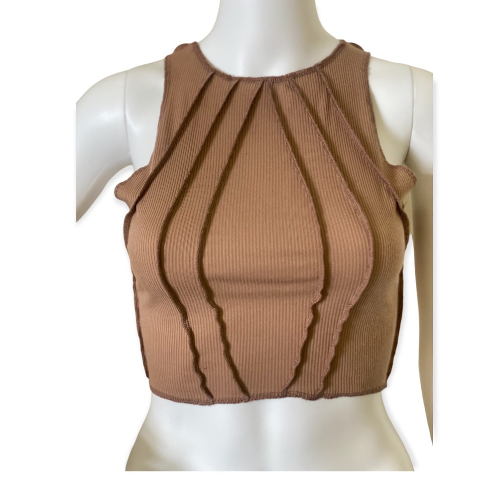 Nude Mixed Threads Tank Crop Top - Picture 3 of 4